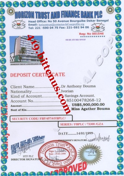 deposit certificate